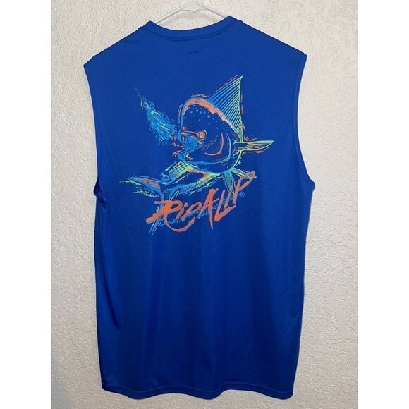 FISHING Tank top Shirt A4 Rip a Lip Blue moisture wick Medium Shirt 1C - Picture 2 of 6